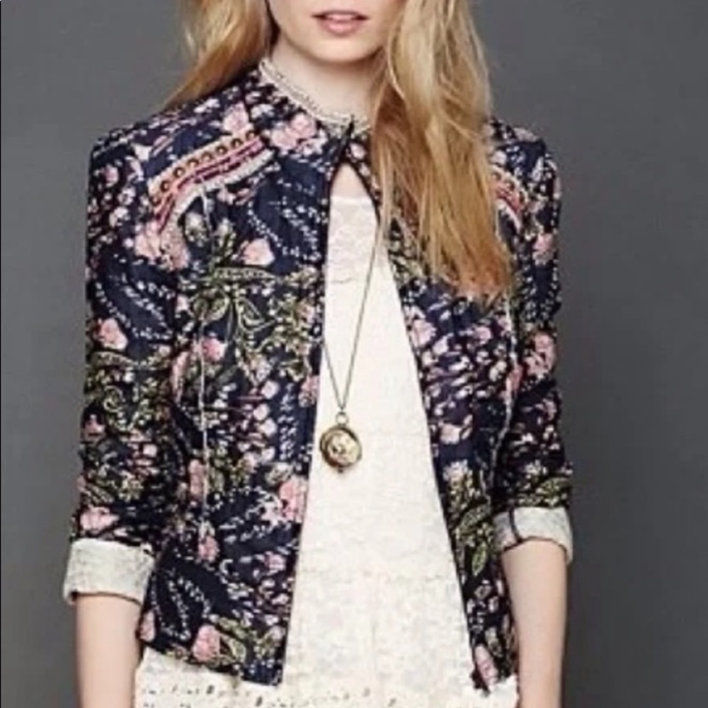 Free People • Meadows Quilted/Beaded Floral Jacket Size Medium